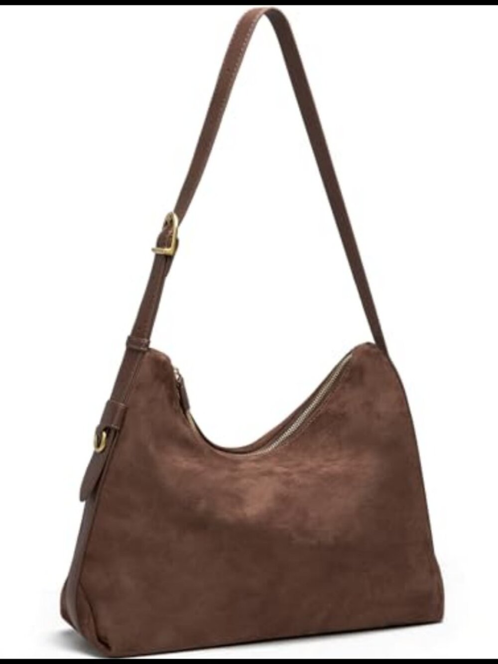 Suede Slouchy Hobo Shoulder Bag Adjustable Strap 5 Pockets Women's Purse